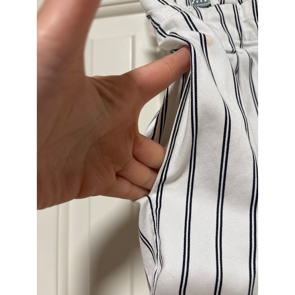 Zara White Navy Pinstripe High Waist Shorts S - Picture 7 of 9